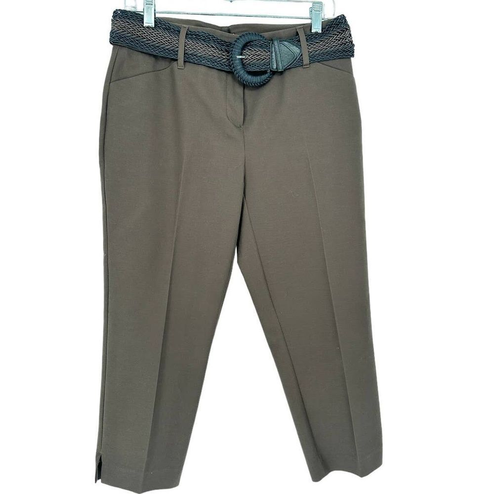 Dana‎ Buchman SZ 6 NWT Women's Woven Belt Brown Bracken Capri Pants Side Slits